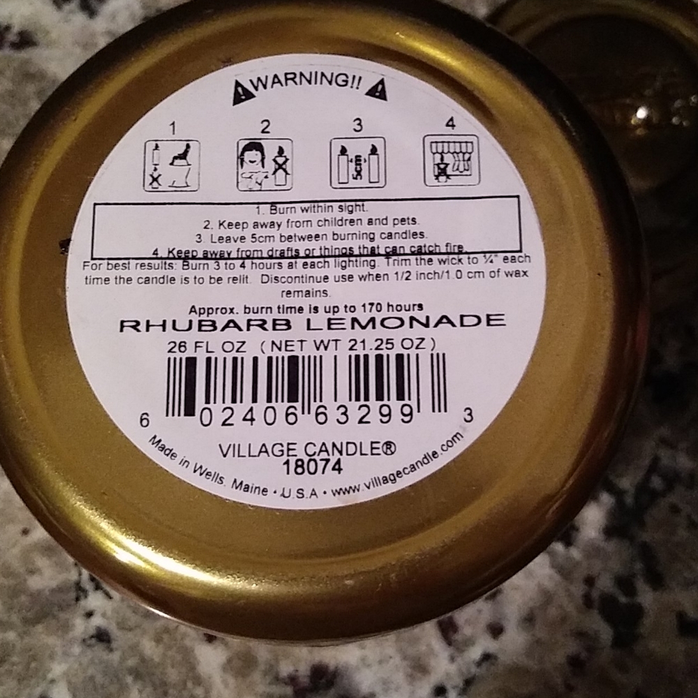 Village Candle Rhubarb Lemonade METALLIC Yellow Jar RETIRED!! - Picture 5 of 5